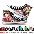 Anime Peripheral One Piece High-Top Canvas Shoes Luffy Zoro Ace Boys and Girls Children Graffiti Leisure Shoes. 