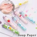 Travel soap Soft Flower Design Tube Shape Bottle, Hand Paper Soap For Travelling, Disposable Hand Washing Cleaning Paper Soap Foaming Paper Soap.