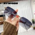 Rimless Marble Sunglasses Women Men  Fashion Ocean Gradient Square Sun Glasses Blue Pink Sunglass UV400. 