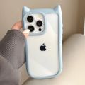 3D Cute Cat Ear Phone Case for iPhone 16 15 14 13 12 11 Pro Max happyLuxury Cartoon Transparent Shockproof Clear Acrylic Cover Bumper.