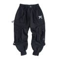 Ribbons Hop Tactical Cargo Pants Men's Casual Letter Embroidery Streetwear Dance Sport Pencil Pants Male Trousers.