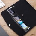 PU Leather A4 File Folder Document Holder Waterproof (Black). 