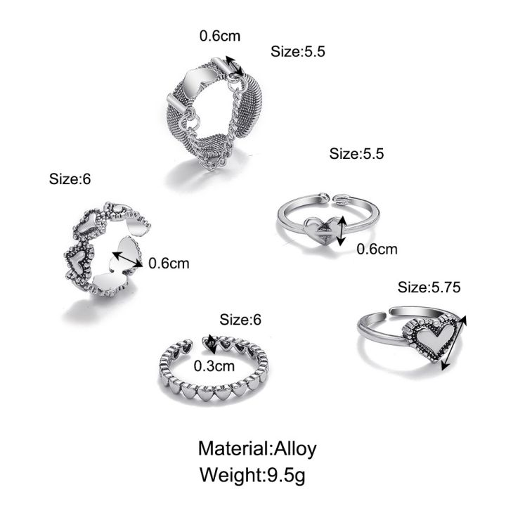 Enacolor%207Pcs/Set%20Vintage%20Retro%20Love%20Heart%20Silver%20Set%20Open%20Rings%20for%20Women%20Personality%20Girl%20Adjust%20Accessories%20-%20Image%202