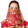Women Belly Dance Tribal Face Veil Halloween Costume Accessory Beaded Masquerade Mask India Dance Outfit Sexy Arabic Princess.