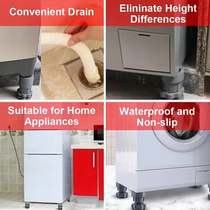 4Pcs%20Adjustable%20Height%20Washing%20Machine%20Foot%20Pad%20Anti%20Vibration%20Mat%20Anti-vibration%20Pad%20Universal%20Noise-reducing%20Leg%20Base%20Support%20-%20Image%202
