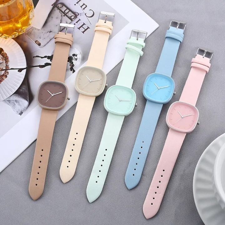 Korean Women Quartz Watches Brand Sport Square Fashion Ladies PU Leather Strap Watch Girl Solid Luxury Simple Wristwatch Clock