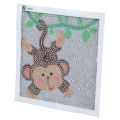Rhinestone Painting Kit Shiny Cartoon Cute Monkey Pattern Simple Operation DIY 5D Art 17x17cm.