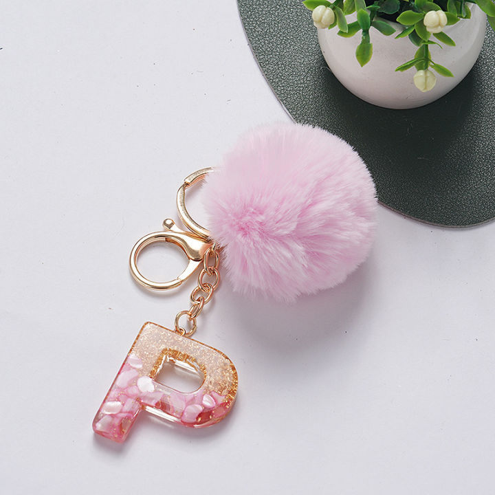 Cute%20Keyring%20Pink%20Pompom%20Fur%20Ball%2026%20Letter%20Keychain%20Resin%20Key%20Chains%20Handbag%20Charms%20For%20Woman%20Ornaments%20Accessories%20Gift%20ANLAN%20-%20Image%204