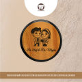 Wooden Door nameplate 8x8/10x10/12x12 inch round customized engraved with Doctor couple cartoon  & black border. 