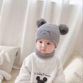 Baby Knitting Hat Cotton Ear Cap for Boys and Girls Winter Hat Scarf Set Infant Accessories Thick Woolen Hat 6 Months-2 Years. 