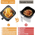 2PCS Silicone Air Fryer Liners for Air Fryer Pro XL AF141 AF140 AF181 Square Air Fryer Liners Reusable Basket B.