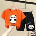 100%Cotton Boys' and Girls' Suit Children's Summer Short SleeveTT-shirt Baby Shorts Children Cartoon Two Piece Set. 