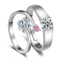 Couple Rings  Silver-color Adjustable Rings With White Crystal Romantic  Ring. 