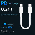 CASIFY X3 20W Type C to Lightning iPhone Fast Charging 25CM Short Data Cable Silicone 60 Watt 25 CM Short PD Cable Type C to iPhone White.