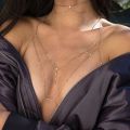 Metal Body Bust Chain Jewelry for Women Style Hollow Bikini Ladies Breast Crystal Body Chain Decoration Fashion Jewelry.