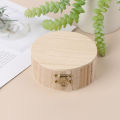 Vintage Round Wooden Jewelry Box Organizer Craft Mud Base Lid Lock Storage Case.