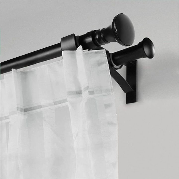 MuNanshan 2-Pack Double Curtain Rod Brackets - Ceiling Mount, Aluminum Alloy, Black - View #9