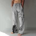 Men's Baggy Cotton Linen Pants Casual Pockets Wide Leg Pant Full Length Drawstring Men Plus Size Loose Vintage Pants Streetwear.