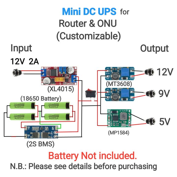 Mini DC UPS for Wifi Router Onu IP CC Camera 12V/9V/5V DIY Ips Backup 5 9 12V Smart Kit Homemade