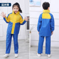 Children Raincoat Rain Pants Set Waterproof Thickened Full Body Boys and Girls Older Children Primary School Students Split Schoolbag Seat Tendon Cloth.