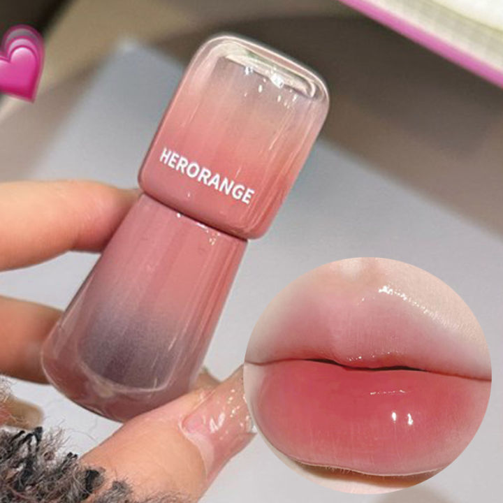 Transparent Water Glossy Lip Gloss Red Mirror Jelly Liquid Lipstick Moisturizing Long-lasting Lip Tint Korean Makeup Cosmetics