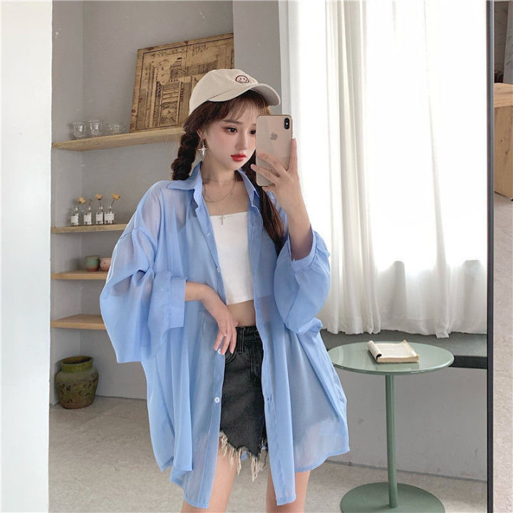 2022%20New%20Summer%20Long%20Sleeve%20Chiffon%20White%20Shirt%20Women%20Transparent%20Button%20Sun%20Protection%20Ladies%20Blouse%20Beach%20Female%20Clothing%20-%20Image%206