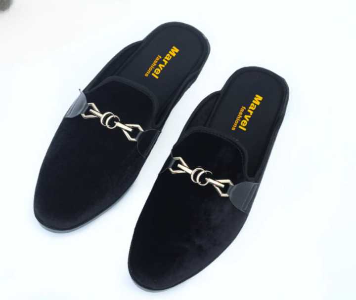 Velvet%20Fabrics%20Half%20Shoe%20Black%20Color%20For%20Men%20-%20Image%204