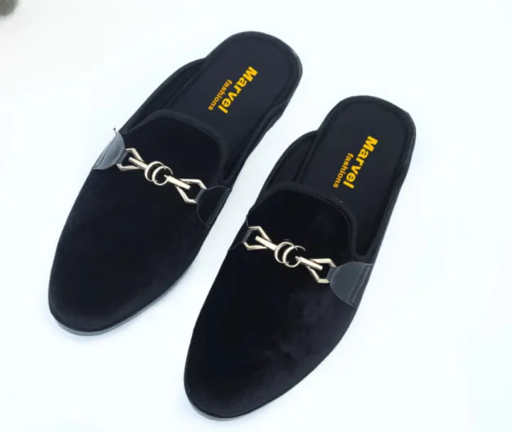 Velvet%20Fabrics%20Half%20Shoe%20Black%20Color%20For%20Men%20-%20Image%204