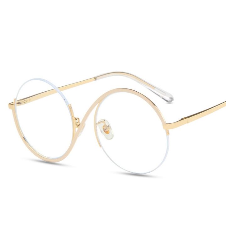 New%20Fashion%20Round%20Semi-Rimless%20S%20Shape%20Women%20EyeGlasses%20Big%20Frame%20Clear%20Lens%20Optical%20Eyewear%20Men%20Vintage%20Anti-Blue%20Light%20Glasses%20-%20Image%207