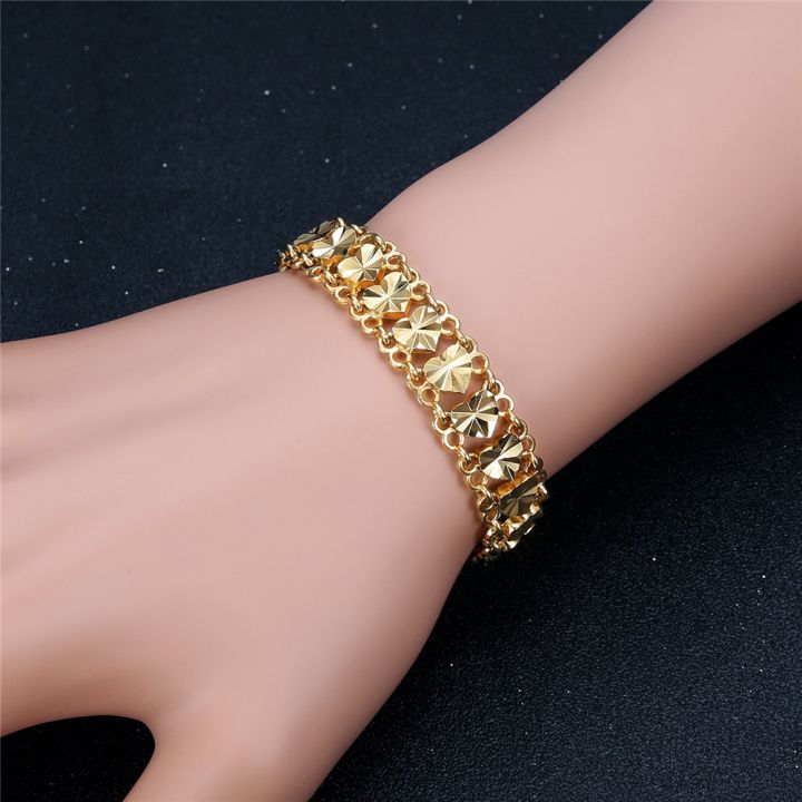 Punk Chunky Hand Chain Bracelet 12MM Gold Color Heart Wristband Bracelets For Men Women Fashion Jewelry Braslet 2021