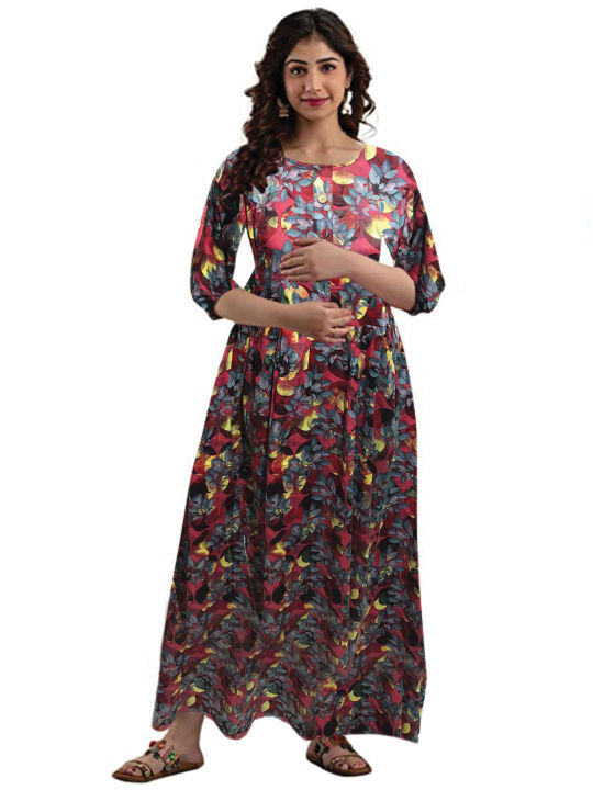 Cotton%20Double%20Zipper%20Maternity%20Kuchi%20Maxi%20For%20Women%20-%20Image%203