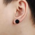 Black Dumbell Shaped Stainless Steel Stud Earrings For Men - Ear Ring.