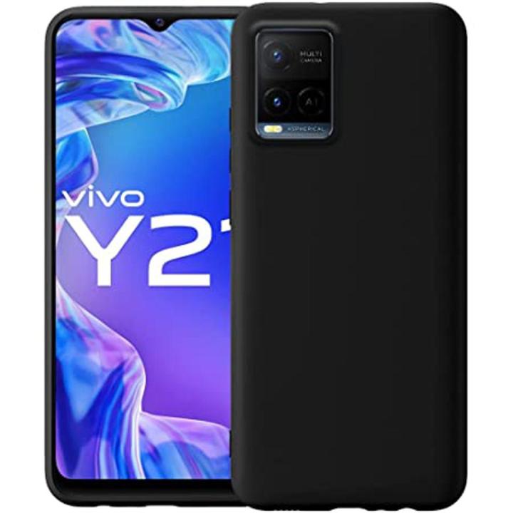 Vivo Y21 Premium Silicone Matte Soft Phone Case - Black - Phone Back Cover