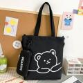 Large Capacity Canvas Bag Eco-friendly Canvas Zippered Cartoon Tote Bag 2-in-1 2 In 1 Design Student Handbag for Casual Use Fashion Accessory Shopping Bag Daily Carry Casual Wear School Bag Women's.