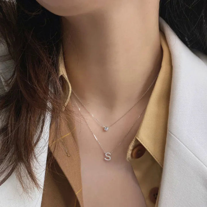 Weiyue 925 Sterling Silver Letter S Pendant Necklace Fashion