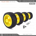 4 Pcs - Robotic Yellow Wheel 65x25mm for DC 3V-6V Motors – Smart RC Car Wheel with Durable Rubber Tire, Yellow Plastic, for Arduino DIY Projects. 