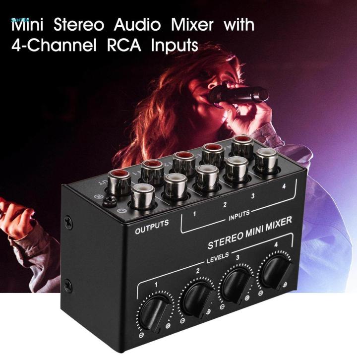 Mini Audio Mixer Stereo Dispenser RCA Inputs Output 4 Channel Portable ...
