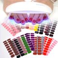 16Pcs/set Soild Semi-Cured Gel Fench Nail Stickers Black/White/Pink Full Cover Gel Nail Sticker Long-Lasting Adhesive Stickers. 