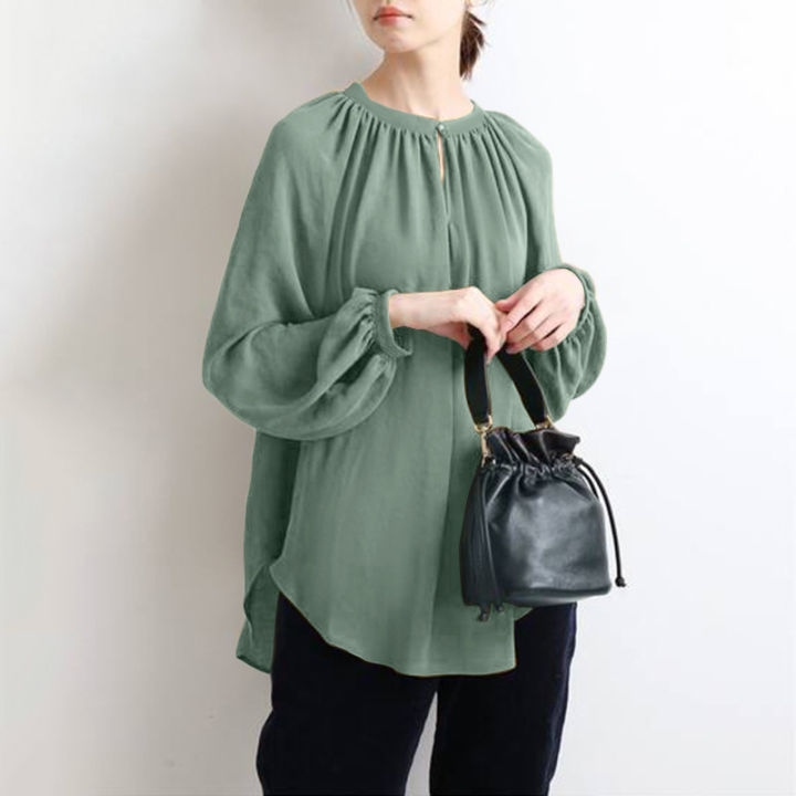 woman's%20Crew%20Neck%20Shirts%20Maxi%20Modest%20Blouses%20Women%20Simple%20Green%20Long%20Sleeve%20Tunic%20Tops%20Ladies%20Muslim%20Shirts%20-%20Image%203
