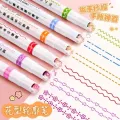 Hand Copy Pattern Outline PEN Students Draw Wavy Line Border Fluorescent Pen Curve Pen with Notebook Strokes. 