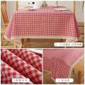 22QR Plaid Tablecloth, Fabric, Cotton Linen, Small Fresh Simple Lace Desk Mat, Ins Wind Student Rectangular Coffee Table.