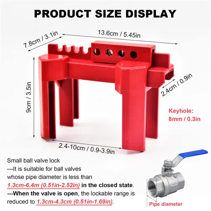 Ball%20Valve%20Locking,%20Adjustable%20Ball%20Valve%20Locking%20Device,%20Small,%20for%201/2Inch-2-1/2Inch%20Outer%20Pipe%20Diameter,%20Red%20-%20Image%207