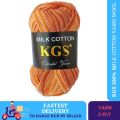 KGS 100% Milk Cotton Yarn Wool | 50 gm | Medium 3 Ply | Crocheting and Knitting.
