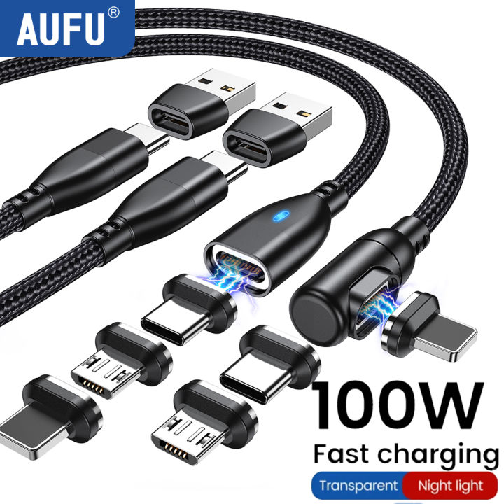 Computer Samsung ok Notebook Micro Type C Fast Charging SB C Cable Type C to U0W Magnetic AUFU 2PCS 10 PD 5A90 Degree Magnet Cable for Macbo