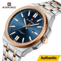 NAVIFORCE 9226 Men's Water Resistance Classic Quartz Watch Stainless Steel Band Wristwatches Business Fashion Casual Watch- Two Tone Blue. 