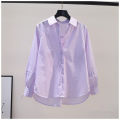 Design Sense Pleated Lace-up Long-Sleeved Pink Cotton Shirt Women's Loose Shirt2023Spring and Summer Artistic Temperament Top Fashion. 