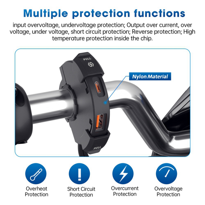 QC3.0%20Motorcycle%20USB%20Charger%2030W%20USB%20Fast%20Charger%20Waterproof%20Handlebar%20Mounting%20Bracket%20Charger%20for%20Bike%20Digital%20Camer%20-%20Image%203
