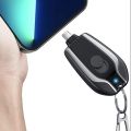 Keychain Portable C-Type Charger for (Android) 1600mAh Mini Power Emergency Pod,External Fast Charging Power Bank Battery Pack, Key Ring Cell Phone Charger. 