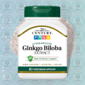 21st Century Ginkgo Biloba Extract – 60 mg – 60 Vegetarian Capsules – with Standardized Ginkgo Biloba – for Brain & Memory Support. 