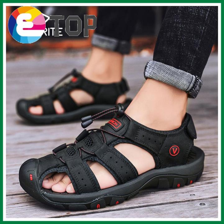 Big Size 38-48 Mens Sandals Summer Beach Sandals for Men Outdoor Leather Sandals Hiking Sandals for Men